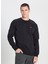 Bisiklet Yaka Siyah Erkek Sweatshırt W242726001 Siyah Logo Sweatshirt 4