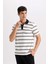 Slim Fit Dar Kesim Polo Yaka Çizgili Kısa Kollu Tişört D4720AX24SM 3