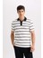 Slim Fit Dar Kesim Polo Yaka Çizgili Kısa Kollu Tişört D4720AX24SM 4