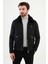 Desenli Siyah Slim Fit Torba Cep Kürklü Yaka Yün Erkek Mont 1