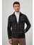 Siyah Örme Bebe Yaka Kendinden Desenli Yırtmaçsız Astarsız Slim Fit Classic Mont 1007245157 4