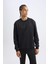 DeFactoFit Standart Fit Bisiklet Yaka Basic Düz Sporcu Sweatshirt E0073AX24WN 3