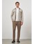 Bej Örme Bebe Yaka Kendinden Desenli Yırtmaçsız Astarsız Slim Fit Classic Mont 1007245158 2