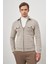 Bej Örme Bebe Yaka Kendinden Desenli Yırtmaçsız Astarsız Slim Fit Classic Mont 1007245158 3
