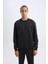DeFactoFit Standart Fit Bisiklet Yaka Basic Düz Sporcu Sweatshirt E0073AX24WN 5