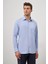 Mavi Uzun Kol Kendinden Desenli Armürlü 041 Sert Yaka Classic Comfort Fit Gömlek 1004245157 1
