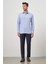 Mavi Uzun Kol Kendinden Desenli Armürlü 041 Sert Yaka Classic Comfort Fit Gömlek 1004245157 2