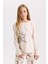 Kız Çocuk Pijama Takımı Köpek Baskılı Uzun Kollu Üst Uzun Alt D8195A8NS 3
