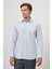 Koyu Mavi Uzun Kol Kendinden Desenli Armürlü 041 Sert Yaka Classic Comfort Fit Gömlek 1004245154 1