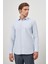 Koyu Mavi Uzun Kol Kendinden Desenli Armürlü 041 Sert Yaka Classic Comfort Fit Gömlek 1004245154 4