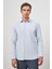 Koyu Mavi Uzun Kol Kendinden Desenli Armürlü 041 Sert Yaka Classic Comfort Fit Gömlek 1004245154 5
