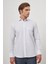 Beyaz Uzun Kol Kareli Desen Yarım İtalyan Cepli Classic Comfort Fit Gömlek 1004245196 1