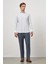 Beyaz Uzun Kol Kareli Desen Yarım İtalyan Cepli Classic Comfort Fit Gömlek 1004245196 2