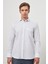 Beyaz Uzun Kol Kareli Desen Yarım İtalyan Cepli Classic Comfort Fit Gömlek 1004245196 5