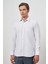 Beyaz Uzun Kol Kareli Desen Bez Ayağı Sert Yaka Cepli Pamuklu Classic Comfort Fit Gömlek 1004245163 3