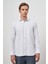 Beyaz Uzun Kol Kareli Desen Bez Ayağı Sert Yaka Cepli Pamuklu Classic Comfort Fit Gömlek 1004245163 4