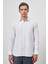 Beyaz Uzun Kol Kareli Desen Bez Ayağı Sert Yaka Cepli Pamuklu Classic Comfort Fit Gömlek 1004245163 5