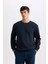Regular Fit Bisiklet Yaka Jakarlı Sweatshirt D5392AX24AU 4