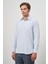 Koyu Mavi Uzun Kol Kendinden Desenli Armürlü 041 Sert Yaka Classic Comfort Fit Gömlek 1004245157 3