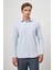 Koyu Mavi Uzun Kol Kendinden Desenli Armürlü 041 Sert Yaka Classic Comfort Fit Gömlek 1004245157 5