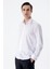 Beyaz Uzun Kol Düz Bez Ayağı Sert Yaka Cepsiz Pamuklu Basic Slim Fit Gömlek 1004245059 4