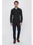 Siyah Uzun Kol Düz Bez Ayağı 041 Sert Yaka Basic Slim Fit Gömlek 1004245057 2