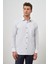 Beyaz Uzun Kol Kareli Desen Bez Ayağı Sert Yaka Cepli Pamuklu Classic Comfort Fit Gömlek 1004245158 5
