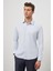 Koyu Mavi Uzun Kol Kendinden Desenli Armürlü 032 Sert Yaka Classic Slim Fit Gömlek 1004245152 1
