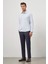 Koyu Mavi Uzun Kol Kendinden Desenli Armürlü 032 Sert Yaka Classic Slim Fit Gömlek 1004245152 2
