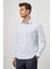 Koyu Mavi Uzun Kol Kendinden Desenli Armürlü 032 Sert Yaka Classic Slim Fit Gömlek 1004245152 3