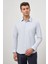Koyu Mavi Uzun Kol Kendinden Desenli Armürlü 032 Sert Yaka Classic Slim Fit Gömlek 1004245152 4