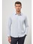 Koyu Mavi Uzun Kol Kendinden Desenli Armürlü 032 Sert Yaka Classic Slim Fit Gömlek 1004245152 5