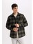 Regular Fit Polo Yaka Kareli Flanel Uzun Kollu Gömlek S1238AZ24AU 3