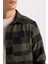 Regular Fit Polo Yaka Kareli Flanel Uzun Kollu Gömlek S1238AZ24AU 5