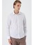 Beyaz Uzun Kol Filafil Desen Filafil Sert Yaka Cepsiz Pamuklu Basic Slim Fit Gömlek 1004245008 4