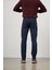 Lacivert Düz Gabardin Slim Fit Casual Denim Pantolon 1023245154 3