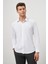 Koyu Mavi Uzun Kol Kendinden Desenli Armürlü 032 Sert Yaka Classic Slim Fit Gömlek 1004245152 4