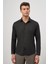 Koyu Mavi Uzun Kol Kendinden Desenli Armürlü 032 Sert Yaka Classic Slim Fit Gömlek 1004245152 3