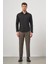 Koyu Mavi Uzun Kol Kendinden Desenli Armürlü 032 Sert Yaka Classic Slim Fit Gömlek 1004245152 4