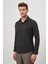 Koyu Mavi Uzun Kol Kendinden Desenli Armürlü 032 Sert Yaka Classic Slim Fit Gömlek 1004245152 5