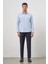 Mavi Uzun Kol Kendinden Desenli Armürlü 032 Sert Yaka Classic Slim Fit Gömlek 1004245151 2