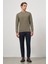 Koyu Haki Örme Bisiklet Yaka Pamuklu Casual Slim Fit Dar Kesim Sweatshirt 1013245150 2