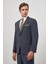Koyu Lacivert Kendinden Desenli Bez Ayağı Mono Yaka Tam Astar Tek Yırtmaç 2 Düğme 4 Drop Comfort Fit Classic Takım Elbise 1001240190 3