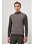 Koyu Antrasit Uzun Kol Kendinden Örme Yarım Balıkçı Yaka Classic Comfort Fit Triko 1012245152 5