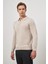 Açık Bej Uzun Kol Düz Örme Polo Yaka Classic Comfort Fit Triko 1012245007 3