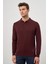 Bordo Uzun Kol Düz Örme Polo Yaka Classic Comfort Fit Triko 1012245007 3