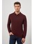 Bordo Uzun Kol Düz Örme Polo Yaka Classic Comfort Fit Triko 1012245007 4