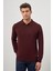 Bordo Uzun Kol Düz Örme Polo Yaka Classic Comfort Fit Triko 1012245007 5