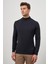 Koyu Lacivert Uzun Kol Düz Örme Yarım Balıkçı Yaka Classic Comfort Fit Triko 1012245001 3