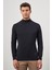 Koyu Lacivert Uzun Kol Düz Örme Yarım Balıkçı Yaka Classic Comfort Fit Triko 1012245001 5